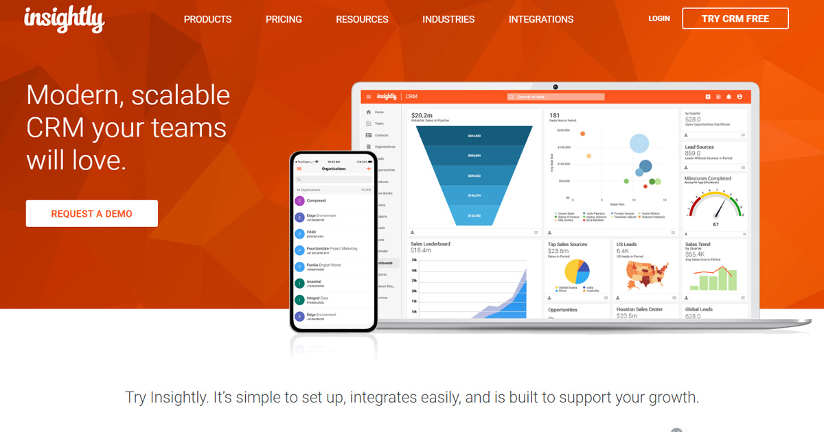 Insightly Modern, scalable CRM your teams will love.