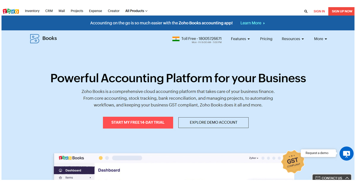 Zoho Books Accounting Platform